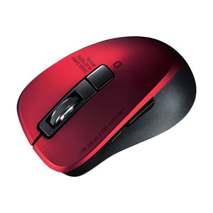 マウス(ワイヤレス・無線・静音・Bluetooth 5.0・ブルーLED・5ボタン・レッド)
