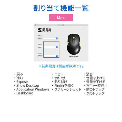 Bluetoothマウス 無線 Bluetooth4 0 ブルーled 5ボタン Dpi切替 左右対称 電池式 小型 ボタン割付対応 Ipados対応 Ios14対応 ブラック サンワサプライ 通販ならイーサプライ