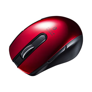 マウス(Bluetooth・ワイヤレス・ブルーLED・左右対称・5ボタン・レッド)