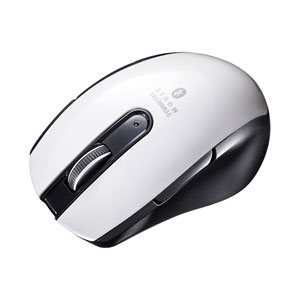 マウス(Bluetooth・ワイヤレス・ブルーLED・左右対称・5ボタン・ホワイト)