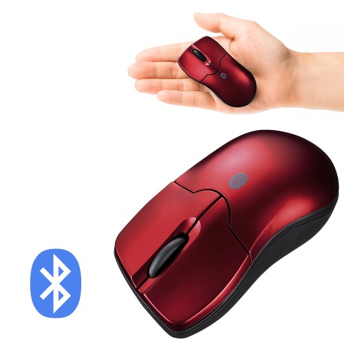 モバイルマウス(ブルーLED・Bluetooth・Ver3.0・レッド・コンパクト・エルゴノミクス・ワイヤレス・電池式) MA-BTBL27R サンワサプライ