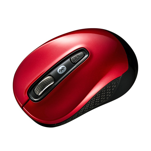 ブルーLEDマウス(Bluetooth3.0・ワイヤレス・レッド・電池式)
