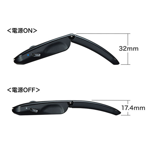 Bluetoothマウス 無線 Bluetooth3 0 Ir Led 3ボタン Dpi切替 左右対称 折りたたみ マルチペアリング 3台接続 充電式 超薄型 ブラック サンワサプライ Ma Btir116bk 激安通販のイーサプライ