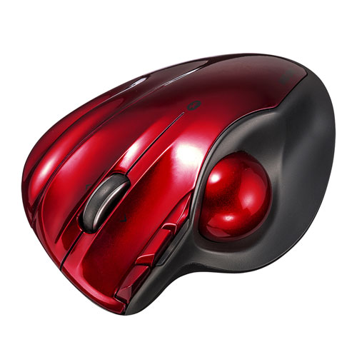 ワイヤレストラックボール(Bluetooth4.0・レーザーセンサー・横スクロール・レッド)