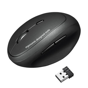 エルゴノミクスマウス(ワイヤレス・ブルーLED・USB接続・Mサイズ)
