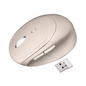 ワイヤレスマウス（Bluetooth＆2.4GHz・小型・エルゴノミクス・静音・5ボタン・戻る/進むボタン搭載・DPI切替・マルチペアリング・ブルーLED・FREEROシリーズ・ベージュ）