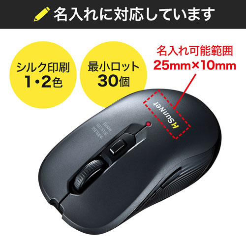 ワイヤレスマウス 無線 2 4g ブルーled 5ボタン Dpi切替 ラバー塗装 左右対称 電池式 中型 名入れ対応 ガンメタ サンワサプライ 通販ならイーサプライ