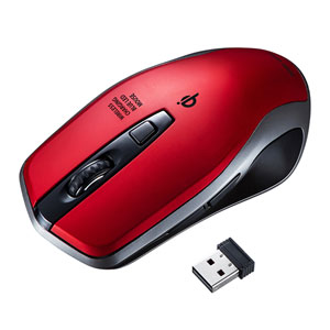 静音ワイヤレスマウス(無線・2.4G・ブルーLED・3ボタン・DPI切替・電池式・超小型・ブラック・サンワサプライ)