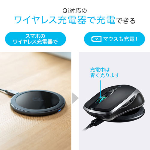 静音ワイヤレスマウス 無線 2 4g ブルーled 3ボタン Dpi切替 電池式 超小型 ブラック サンワサプライ 激安通販のイーサプライ