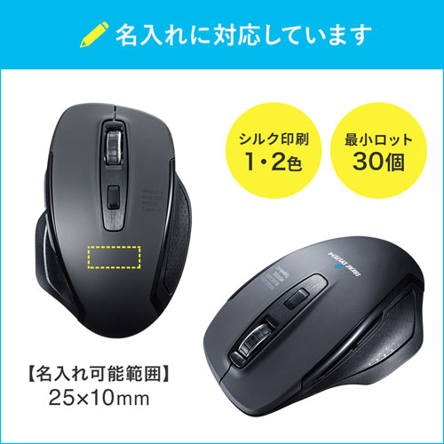 静音ワイヤレスマウス 無線 2 4g Usba Type C ブルーled 5ボタン Dpi切替 電池式 大型 ブラック サンワサプライ 激安通販のイーサプライ