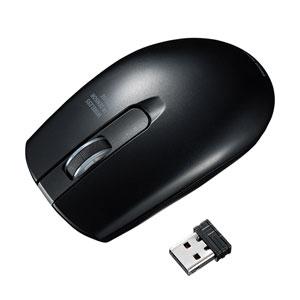 静音ワイヤレスマウス(無線・2.4G・IR LED・3ボタン・左右対称・電池式・省電力・中型・ブラック・サンワサプライ)
