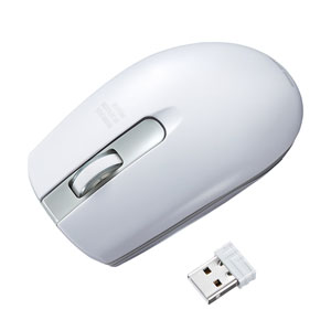 静音ワイヤレスマウス(無線・2.4G・IR LED・3ボタン・左右対称・電池式・省電力・中型・ホワイト・サンワサプライ)