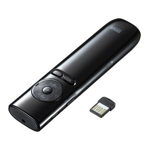 プレゼンテーションマウス(赤色レーザー・バイブレーションタイマー・USB充電式) MA-WPR13BK サンワサプライ