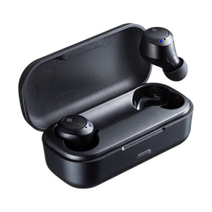 完全ワイヤレスイヤホン(ヘッドセット・Bluetooth 5.0・防水・片側使用可能・ブラック)