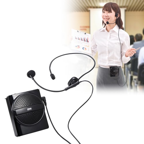 ポータブル拡声器(小型・スピーカー・ヘッドマイク・コンパクト・AC・充電・音楽・同時・ストラップ・クリップ・ハンズフリー・軽量・microSD・10W)サンワサプライ MM-SPAMP2