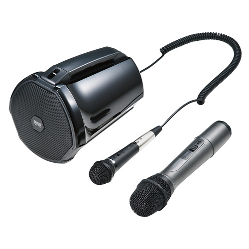 拡声器(ワイヤレス・マイク付き・ポータブル・スピーカー・ハンズフリー・AC給電・充電・40w・肩掛け・屋外・マイク・ケーブル)サンワサプライ MM-SPAMP3