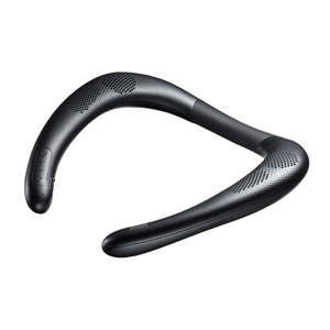 ウェアラブルスピーカー(ネックスピーカー・肩かけ・首かけ・Bluetooth・ブラック・ワイヤレス・マイク付き・テレワーク・防水)