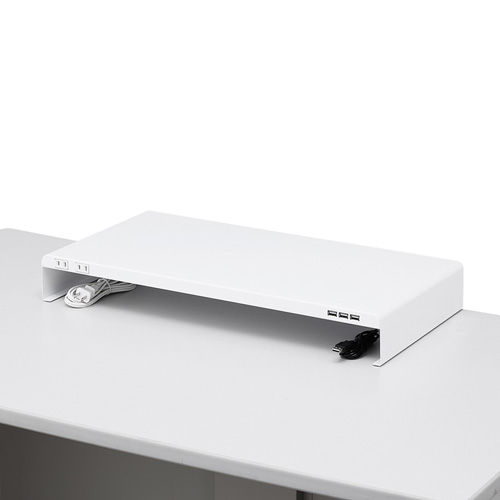 机上ラック(USBポート・電源タップ付き・ホワイト)
