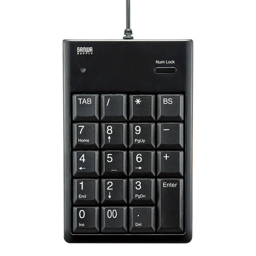 USBテンキー(薄型・USB2.0ハブ付き・ブラック)