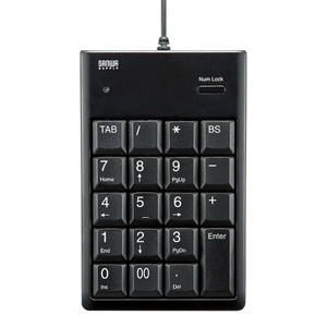 USBテンキー(薄型・USB2.0ハブ付き・ブラック)