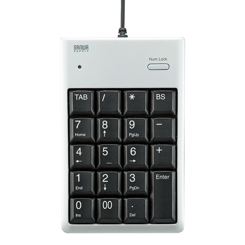 USBテンキー(薄型・USB2.0ハブ付き・簡易包装・シルバー) NT-16UH2PKN サンワサプライ
