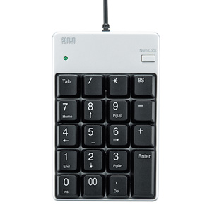 USBテンキー(シルバー・USB2.0ハブ付き・簡易包装) NT-17UH2PKN サンワサプライ