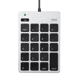 Mac用テンキー(USB2.0ハブ付・シルバー) サンワサプライ