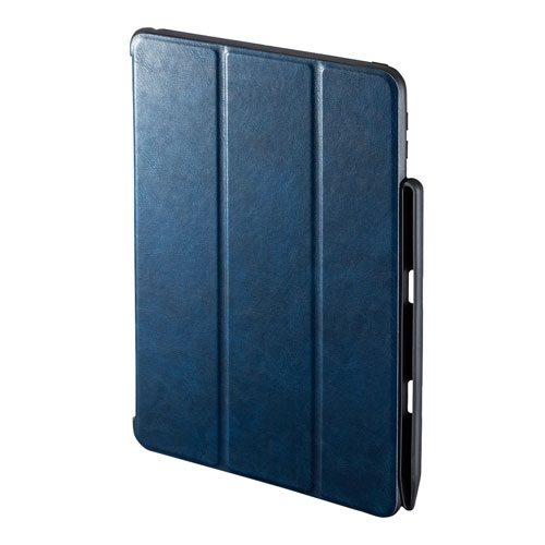 iPad9.7インチケース(Apple Pencil収納ポケット付き・ソフトレザー・ブルー)