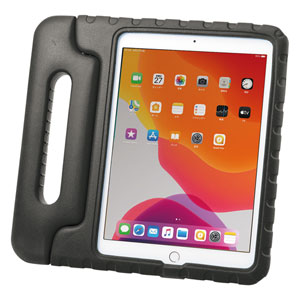 タブレットケース(iPad 10.2インチ用・第7世代・衝撃吸収・セミハード・子供用・ハンドル・ブラック)