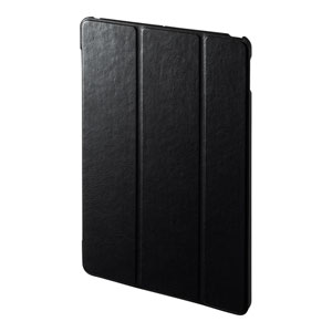iPad ケース(第7世代・10.2インチ用・ソフトレザー・ポリウレタン・スタンドタイプ・ブラック)