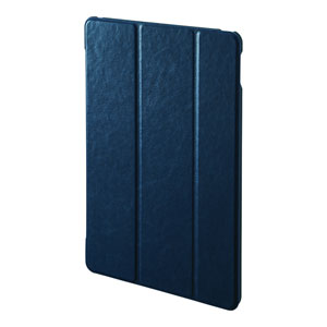 iPadケース(ソフトレザー・iPad 10.2インチ・ブルー・横置きスタンド可能)