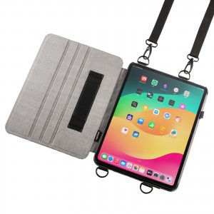 iPad Pro ケース（ケース・スタンド機能・ショルダーベルト・ハンドベルト・ペンホルダー・ブラック・iPad Pro 13インチ（M4/2024））