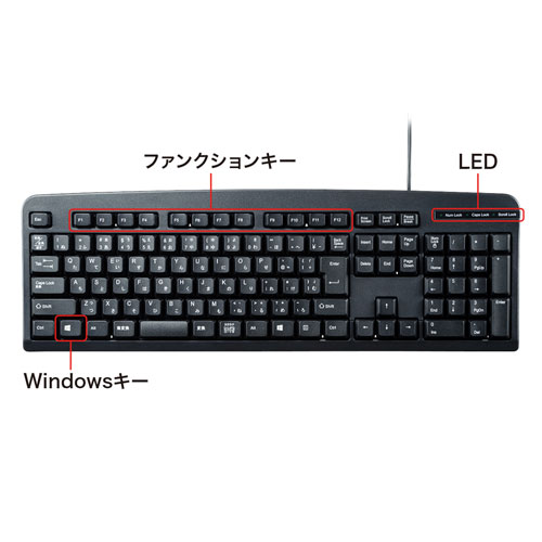 キーボード 109キー Jis日本語配列 有線 Usb シンプル メンブレン ブラック Skb 109lubkn2 通販ならイーサプライ