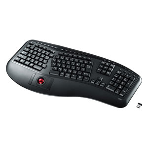 エルゴノミクスキーボード(ワイヤレス・トラックボール・メンブレン・USB接続)