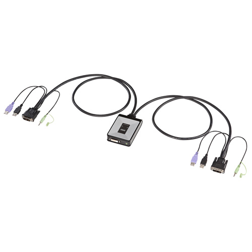 PC自動切替器 2台用PS/2、USB、DVI、Audio対応 パソコン切替器（フルHD・WUXGAにも対応・DVI・USB接続・自動・2