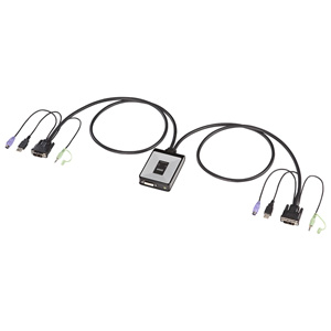 パソコン切替器(WUXGA・フルHDにも対応・DVI・PS/2・USB接続・自動・2:1・ケーブル一体型・エミュレーション機能・コンパクト) SW-KVM2DXN サンワサプライ