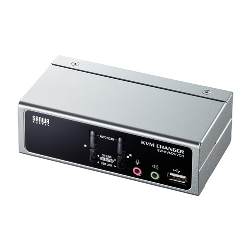 パソコン切替器(自動・USB2.0ハブ・2ポートまで・VGA・PS/2・USB接続・2:1・エミュレーション機能) SW-KVM2HVCN サンワサプライ