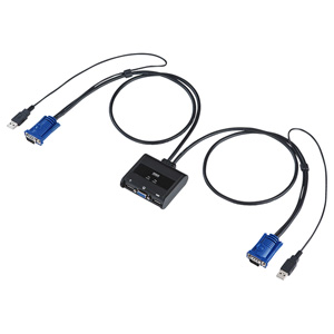 パソコン切替器(VGA・USB対応・2:1・自動・ケーブル一体型・コンパクト) SW-KVM2UUN サンワサプライ