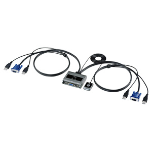 パソコン切替器(VGA・USB対応・自動・2:1・コンパクト・ケーブル一体型・手元スイッチ付き) SW-KVM2UUSN サンワサプライ