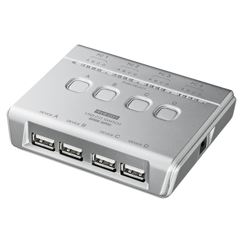 USB手動切替器(USB2.0ハブ付き・4回路) SW-US44HN サンワサプライ