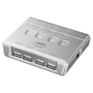 USB手動切替器(USB2.0ハブ付き・4回路) SW-US44HN サンワサプライ