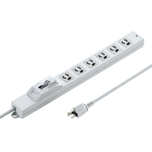 安全ブレーカータップ(オフィス・工場用・3P・6個口・1m) TAP-BR36A-1 サンワサプライ