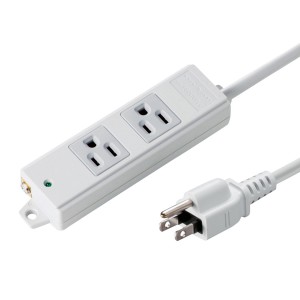3P・2個口・3Pプラグ3mコード・マグネット付き簡易包装の(工事物件)電源タップ TAP-K2N-3 サンワサプライ