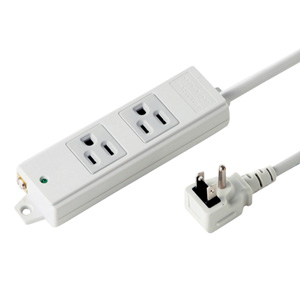 3P・2個口・3PL型プラグ1mコード・マグネット付き簡易包装の(工事物件)電源タップ TAP-K2NL-1 サンワサプライ