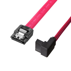 転送速度6Gbpsの上L型シリアルATA3ケーブル（ストレート側ラッチ付き・0.7m） サンワサプライ