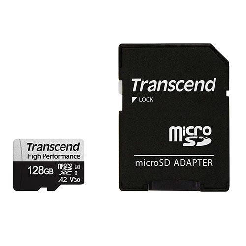 Transcend microSDXCカード 128GB UHS-I U3 V30 A2 SD変換アダプタ付き TS128GUSD330S