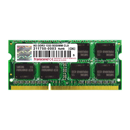 Transcend 8GB ノートPC用増設メモリ PC3-10600(DDR3-1333) TS1GSK64V3H