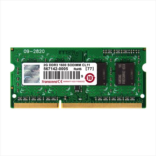Transcend ノートPC用増設メモリ 2GB DDR3-1600 PC3-12800 SO-DIMM TS256MSK64V6N