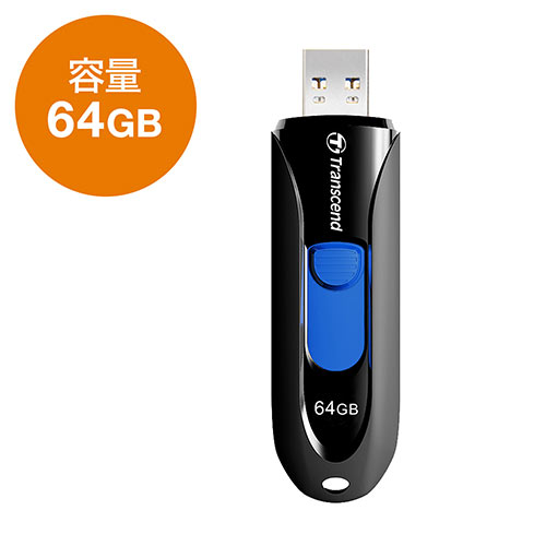 Transcend USBメモリ 64GB USB3.1Gen1(USB3.0) キャップレス スライド式 JetFlash 790 ブラック TS64GJF790K