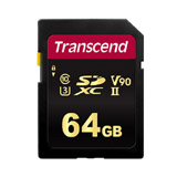 4K動画撮影に最適なビデオクラスV90に対応したUHS-II対応ハイスペックSDXCカード。Class10。Transcend（トランセンドジャパン）製。Transcend社メーカー5年保証。TS64GSDC700S。64GB。